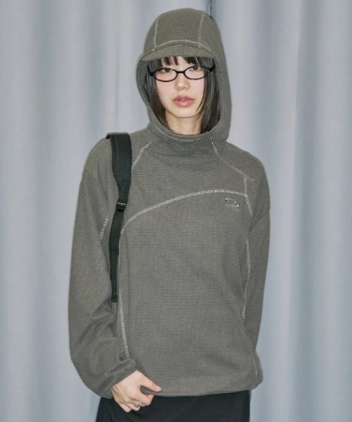ODD STUDIO(オッドスタジオ)の「◇ODDSTUDIO◇ブランド直輸入正規品/ワッフル・カバーステッチ・フードTシャツ Waffle Cover Stitch Hood T-shirt(Tシャツ/カットソー・レディース・ブラウン/ベージュ・M)」の18枚目の写真