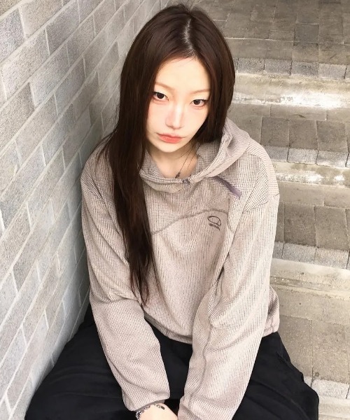 ODD STUDIO(オッドスタジオ)の「◇ODDSTUDIO◇ブランド直輸入正規品/ワッフル・カバーステッチ・フードTシャツ Waffle Cover Stitch Hood T-shirt(Tシャツ/カットソー・レディース・ブラウン/ベージュ・M)」の3枚目の写真