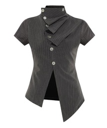 into.eight（イントゥエイト）の「【into.eight】Elite Top / 【イントゥエイト】ハイネックアシンメトリーボタン半袖シャツ（シャツ/ブラウス）」