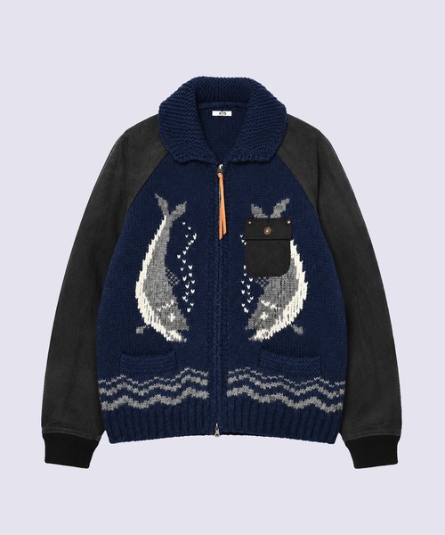 KHOKI(コッキ)の「【KHOKI】Combination cowichan sweater(ニット/セーター・メンズ・ブラウン/ブルー・2/3)」の1枚目の写真