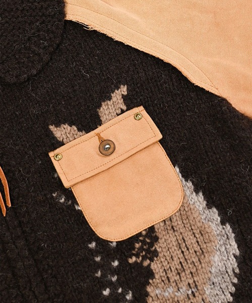 KHOKI(コッキ)の「【KHOKI】Combination cowichan sweater(ニット/セーター・メンズ・ブラウン/ブルー・2/3)」の4枚目の写真
