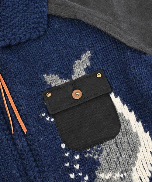 KHOKI(コッキ)の「【KHOKI】Combination cowichan sweater(ニット/セーター・メンズ・ブラウン/ブルー・2/3)」の8枚目の写真
