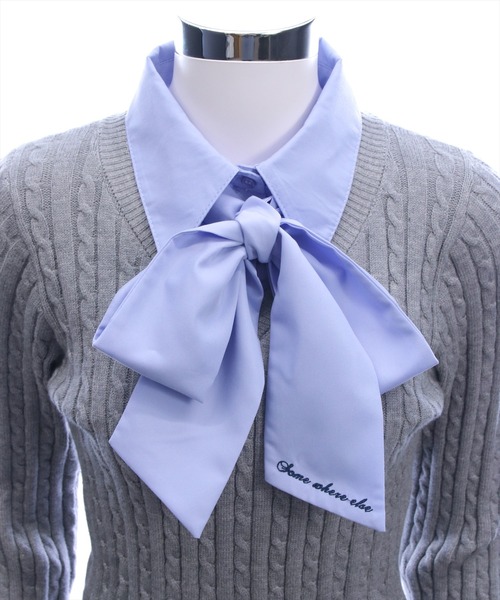 clear（クリア）の「刺繍入りボウタイリボンドッキングニットトップス［骨格ウェーブ／フェミニン／クラシカル］（ニット/セーター・レディース・ネイビー/グレー/アイボリー・F）」の22枚目の写真