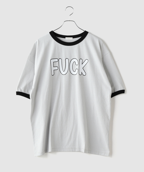 F-LAGSTUF-F（フラグスタフ）の「F-LAGSTUF-F / フラグスタフ "FXXK" RINGER T-SHIRT（Tシャツ/カットソー・メンズ・チャコールグレー/ブラック・MEDIUM/LARGE）」の2枚目の写真