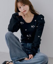 【SALON by Chico】ビジューパワショルニット