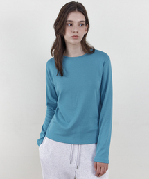 カラーラウンドネック長袖Tシャツ_BLUE(WB6TP47)