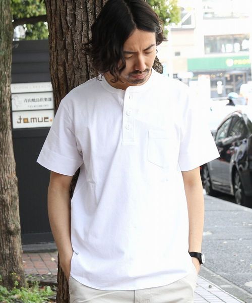 coen(コーエン)の「【C.MC】USAコットンヘンリーネックポケットTシャツ(Tシャツ/カットソー・メンズ・ブラック/ネイビー/ホワイト/オリーブ・X-LARGE/MEDIUM/LARGE/SMALL)」の2枚目の写真