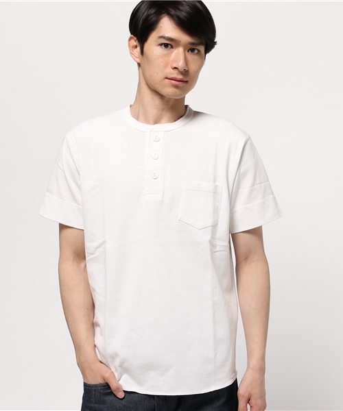 coen(コーエン)の「【C.MC】USAコットンヘンリーネックポケットTシャツ(Tシャツ/カットソー・メンズ・ブラック/ネイビー/ホワイト/オリーブ・X-LARGE/MEDIUM/LARGE/SMALL)」の5枚目の写真