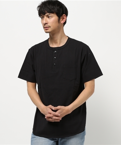 coen(コーエン)の「【C.MC】USAコットンヘンリーネックポケットTシャツ(Tシャツ/カットソー・メンズ・ブラック/ネイビー/ホワイト/オリーブ・X-LARGE/MEDIUM/LARGE/SMALL)」の7枚目の写真
