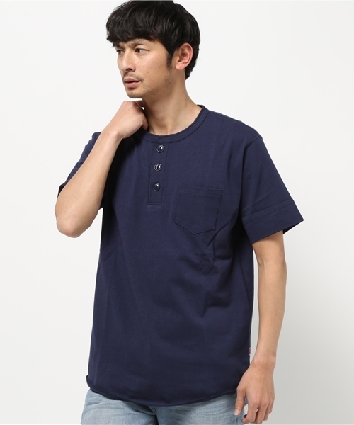 coen(コーエン)の「【C.MC】USAコットンヘンリーネックポケットTシャツ(Tシャツ/カットソー・メンズ・ブラック/ネイビー/ホワイト/オリーブ・X-LARGE/MEDIUM/LARGE/SMALL)」の8枚目の写真