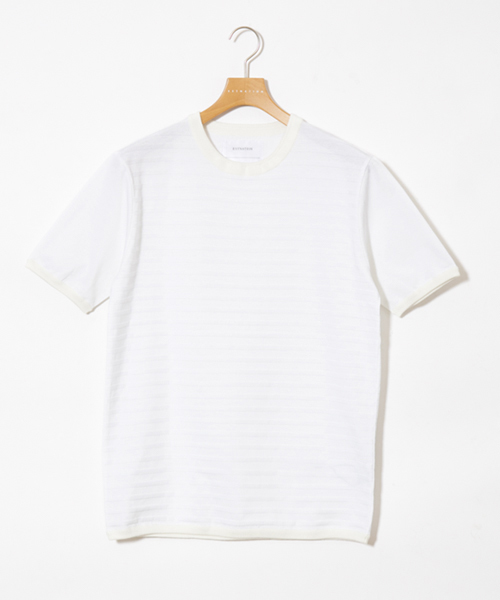 ESTNATION(エストネーション)の「ESTNATION リンクスボーダー切り替えTシャツ(Tシャツ/カットソー・メンズ・ホワイト/グレー/ブラック/ネイビー・MEDIUM/LARGE/SMALL)」の2枚目の写真