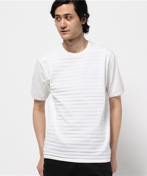 ESTNATION(エストネーション)の「ESTNATION リンクスボーダー切り替えTシャツ(Tシャツ/カットソー・メンズ・ホワイト/グレー/ブラック/ネイビー・MEDIUM/LARGE/SMALL)」の11枚目の写真