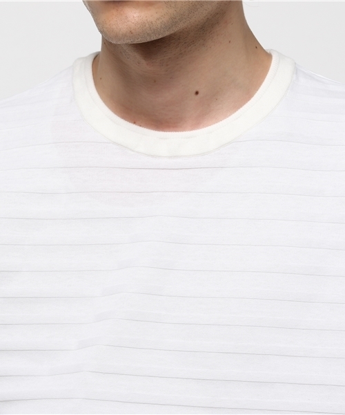 ESTNATION(エストネーション)の「ESTNATION リンクスボーダー切り替えTシャツ(Tシャツ/カットソー・メンズ・ホワイト/グレー/ブラック/ネイビー・MEDIUM/LARGE/SMALL)」の7枚目の写真
