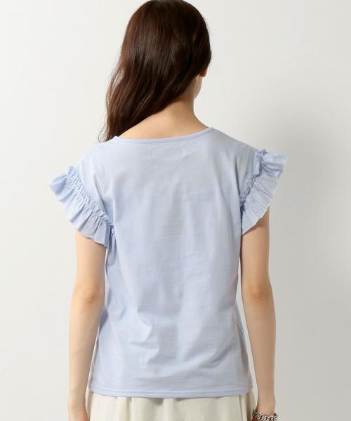 Jewel Changes（ジュエルチェンジズ）の「★JCLW 袖フリル 肩落ち Tシャツ（Tシャツ/カットソー・レディース・ホワイト/ブラック/ライトブルー・FREE）」の4枚目の写真