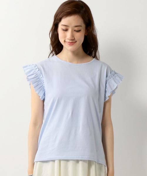 Jewel Changes（ジュエルチェンジズ）の「★JCLW 袖フリル 肩落ち Tシャツ（Tシャツ/カットソー・レディース・ホワイト/ブラック/ライトブルー・FREE）」の5枚目の写真