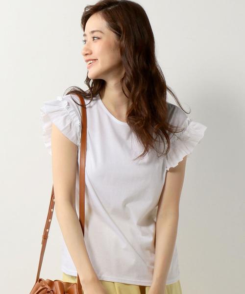 Jewel Changes（ジュエルチェンジズ）の「★JCLW 袖フリル 肩落ち Tシャツ（Tシャツ/カットソー・レディース・ホワイト/ブラック/ライトブルー・FREE）」の16枚目の写真