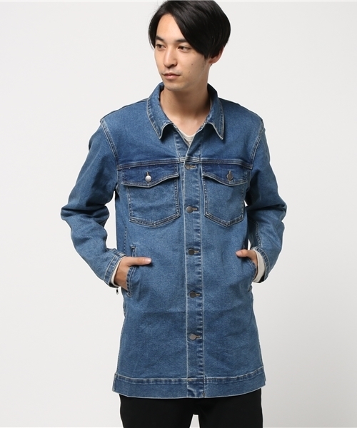 WEGO（ウィゴー）の「WEGO/ロングデニムジャケット（デニムジャケット・メンズ・ブラック/ライトインディゴブルー・MEDIUM/LARGE）」の10枚目の写真