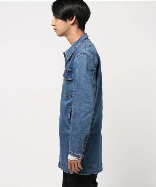 WEGO（ウィゴー）の「WEGO/ロングデニムジャケット（デニムジャケット・メンズ・ブラック/ライトインディゴブルー・MEDIUM/LARGE）」の11枚目の写真