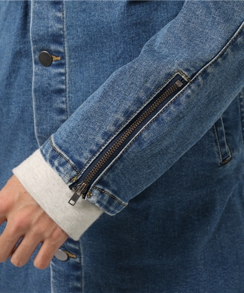 WEGO（ウィゴー）の「WEGO/ロングデニムジャケット（デニムジャケット・メンズ・ブラック/ライトインディゴブルー・MEDIUM/LARGE）」の5枚目の写真