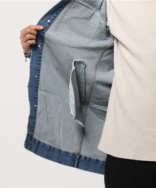 WEGO（ウィゴー）の「WEGO/ロングデニムジャケット（デニムジャケット・メンズ・ブラック/ライトインディゴブルー・MEDIUM/LARGE）」の8枚目の写真