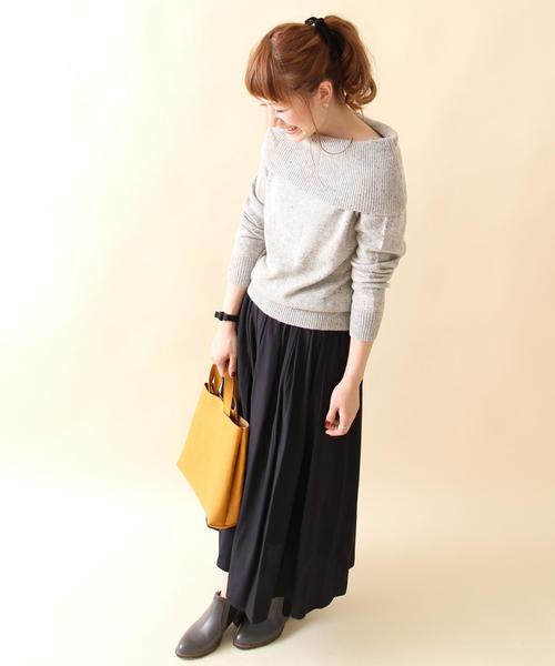 coen(コーエン)の「カラーネップオフショルダーニット(ニット/セーター・レディース・ライトグレー/ネイビー・MEDIUM/LARGE)」の4枚目の写真