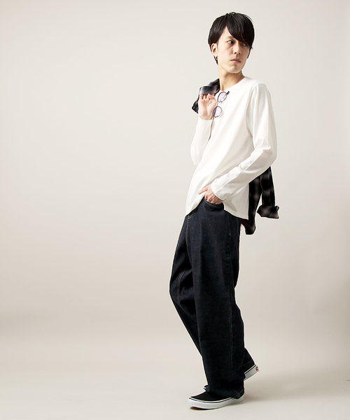 WEGO（ウィゴー）の「WEGO/クルーネックロングTシャツ（Tシャツ/カットソー・メンズ・杢グレー/ブラック/ネイビー/ホワイト・LARGE/MEDIUM）」の11枚目の写真