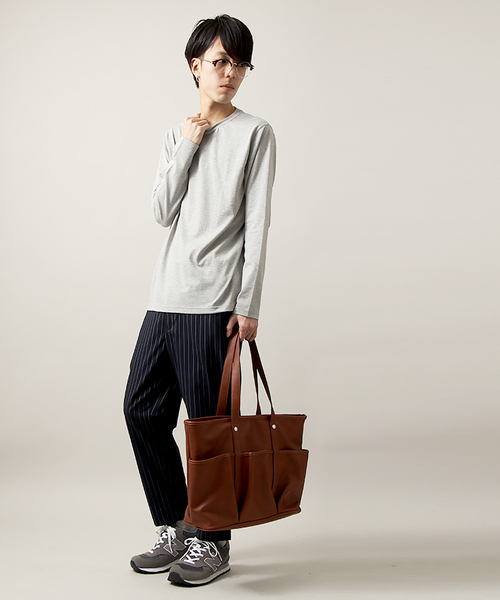 WEGO（ウィゴー）の「WEGO/クルーネックロングTシャツ（Tシャツ/カットソー・メンズ・杢グレー/ブラック/ネイビー/ホワイト・LARGE/MEDIUM）」の18枚目の写真