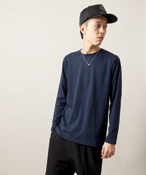 WEGO（ウィゴー）の「WEGO/クルーネックロングTシャツ（Tシャツ/カットソー・メンズ・杢グレー/ブラック/ネイビー/ホワイト・LARGE/MEDIUM）」の16枚目の写真