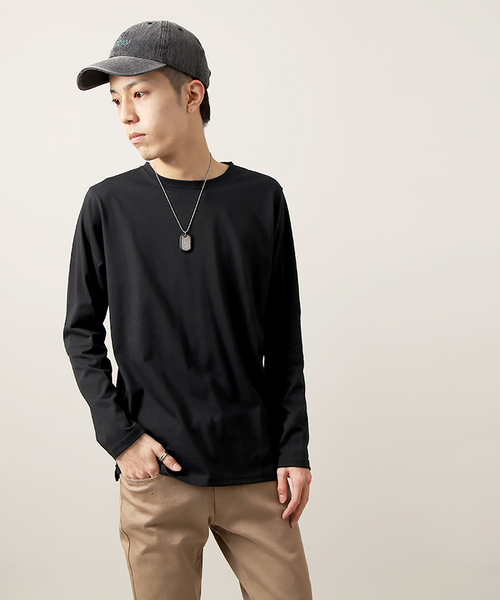 WEGO（ウィゴー）の「WEGO/クルーネックロングTシャツ（Tシャツ/カットソー・メンズ・杢グレー/ブラック/ネイビー/ホワイト・LARGE/MEDIUM）」の14枚目の写真