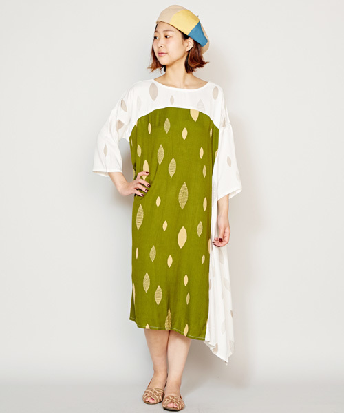 チャイハネ（チャイハネ）の「【チャイハネ】yul 和モダンプリントアシンメトリーヘムワンピース（ワンピース・レディース・ネイビー/イエロー/ホワイト/レッド/ブラック/グレー/パープル・FREE）」の15枚目の写真