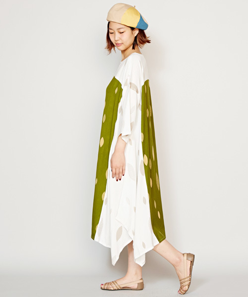 チャイハネ（チャイハネ）の「【チャイハネ】yul 和モダンプリントアシンメトリーヘムワンピース（ワンピース・レディース・ネイビー/イエロー/ホワイト/レッド/ブラック/グレー/パープル・FREE）」の16枚目の写真