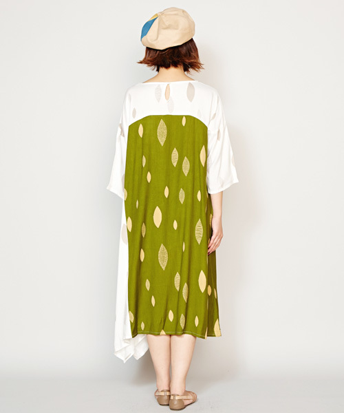 チャイハネ（チャイハネ）の「【チャイハネ】yul 和モダンプリントアシンメトリーヘムワンピース（ワンピース・レディース・ネイビー/イエロー/ホワイト/レッド/ブラック/グレー/パープル・FREE）」の9枚目の写真