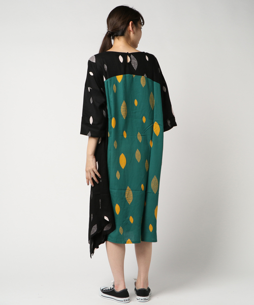 チャイハネ（チャイハネ）の「【チャイハネ】yul 和モダンプリントアシンメトリーヘムワンピース（ワンピース・レディース・ネイビー/イエロー/ホワイト/レッド/ブラック/グレー/パープル・FREE）」の20枚目の写真