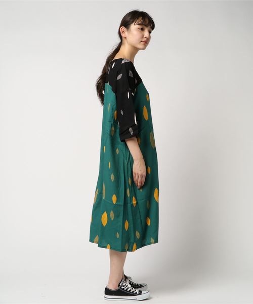 チャイハネ（チャイハネ）の「【チャイハネ】yul 和モダンプリントアシンメトリーヘムワンピース（ワンピース・レディース・ネイビー/イエロー/ホワイト/レッド/ブラック/グレー/パープル・FREE）」の19枚目の写真