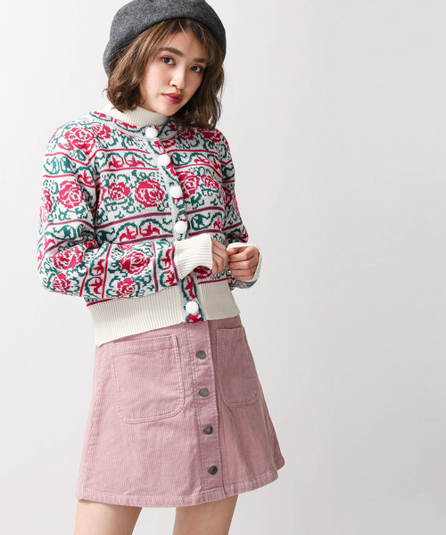 WEGO（ウィゴー）の「WEGO/前ボタンコーデュロイミニスカート（スカート・レディース・ブラック/ブラウン/ブルー/ワイン/ライトピンク/グリーン系その他/ライトベージュ・LARGE/MEDIUM/SMALL）」の6枚目の写真