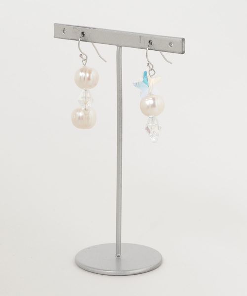 TONE SELECT GOODS(トーンセレクトグッズ)の「【rurururu】スワロフスキースター&パールピアス(ピアス(両耳用)・レディース・ホワイト・FREE)」の1枚目の写真