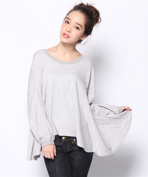 CIAOPANIC（チャオパニック）の「【Ciaopanic】裏毛フレアPO（Tシャツ/カットソー・レディース・オフホワイト/グレー/ブルー・FREE）」の3枚目の写真