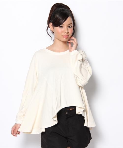 CIAOPANIC（チャオパニック）の「【Ciaopanic】裏毛フレアPO（Tシャツ/カットソー・レディース・オフホワイト/グレー/ブルー・FREE）」の2枚目の写真