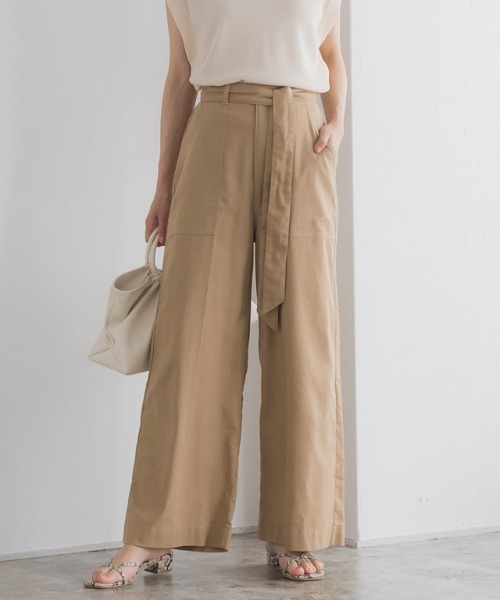 ウエストリボン付きリネンワイドパンツ その他パンツ Pierrot ピエロ のファッション通販 Zozotown