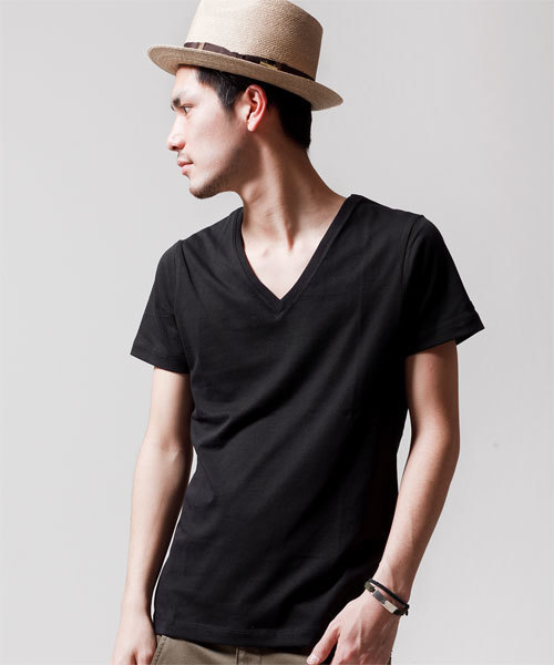 NANO universe（ナノユニバース）の「ｗｊｋ / Plain V-neck Tee S/S（Tシャツ/カットソー・メンズ・ホワイト/ブラック/グレー/カーキ/ネイビー/ライトピンク・SMALL/MEDIUM/LARGE）」の2枚目の写真