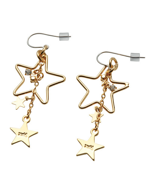 X-girl（エックスガール）の「TWINKLE STAR EARRINGS（ピアス（両耳用）・レディース・シルバー/ゴールド・ONE SIZE）」の2枚目の写真