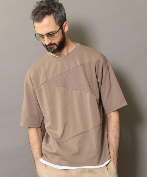 BEAUTY&YOUTH UNITED ARROWS（ビューティーアンドユースユナイテッドアローズ）の「BY コンビファブリック パネル Tシャツ ◆（Tシャツ/カットソー・メンズ・ネイビー/ベージュ/ホワイト・X-LARGE/SMALL/MEDIUM/LARGE）」の2枚目の写真