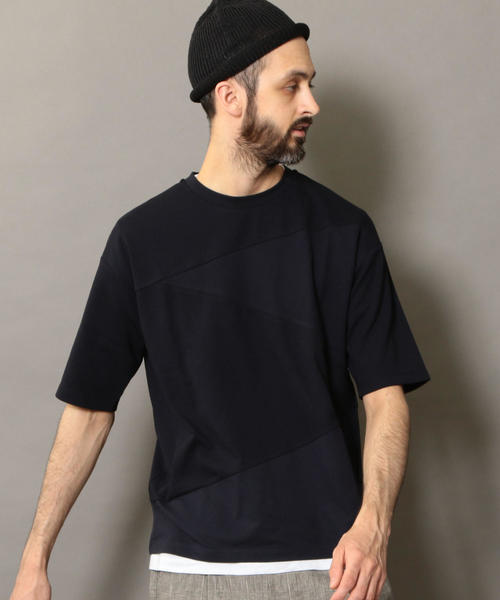 BEAUTY&YOUTH UNITED ARROWS（ビューティーアンドユースユナイテッドアローズ）の「BY コンビファブリック パネル Tシャツ ◆（Tシャツ/カットソー・メンズ・ネイビー/ベージュ/ホワイト・X-LARGE/SMALL/MEDIUM/LARGE）」の3枚目の写真