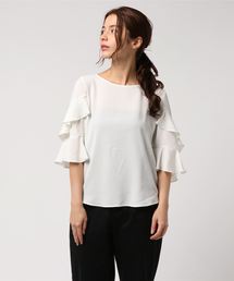 NARACAMICIE | ソフトストレッチジョーゼットフリル袖ブラウス(シャツ/ブラウス)