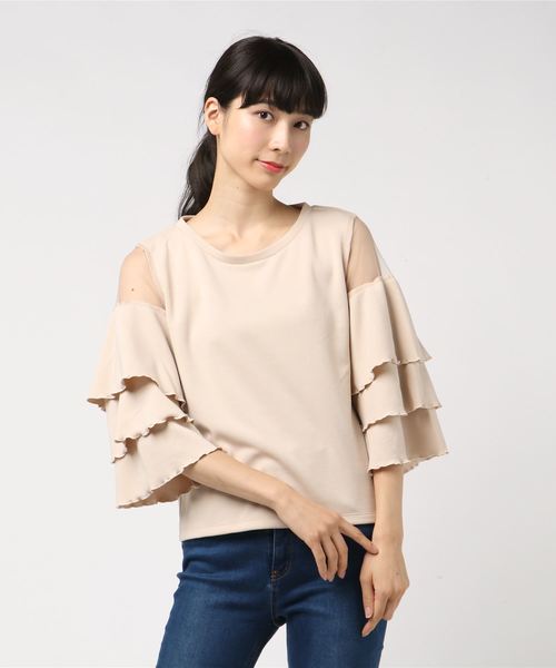 archives（アルシーヴ）の「ティアードスリーブポンチプルオーバー（Tシャツ/カットソー・レディース・ブラック/グレー/ベージュ・MEDIUM）」の3枚目の写真