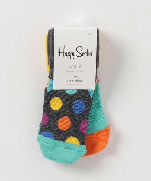 happy socks kids 2 pack big dot anti slip socks ハッピー