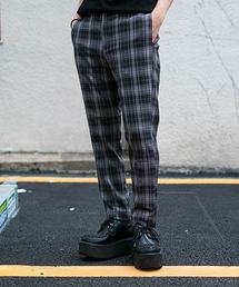 ストレッチチェックスラックスパンツ