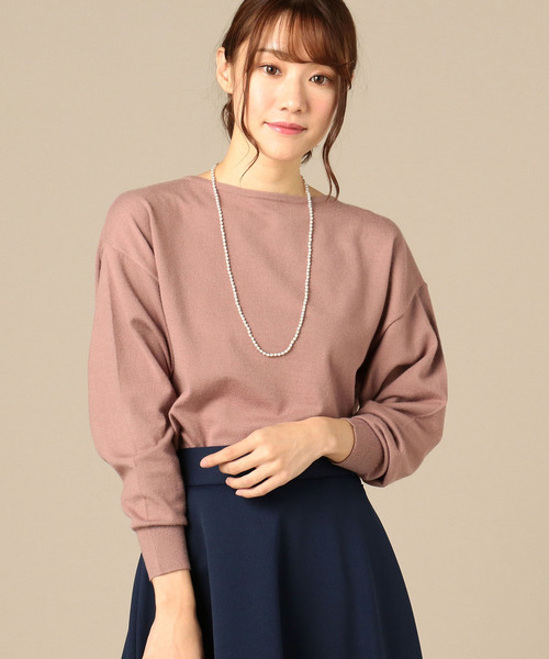 Doux archives（ドゥアルシーヴ）の「TINAネックレス付ボートプルオーバー（ニット/セーター・レディース・ブラック/パープル/モカ/ホワイト×ブラック・MEDIUM）」の10枚目の写真