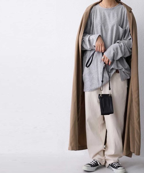 antiqua(アンティカ)の「パイルワイドトップス(Tシャツ/カットソー・レディース・ライトグレー/ブラック・ML/LXL)」の8枚目の写真