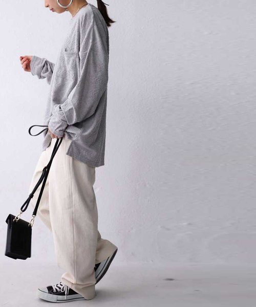 antiqua(アンティカ)の「パイルワイドトップス(Tシャツ/カットソー・レディース・ライトグレー/ブラック・ML/LXL)」の10枚目の写真